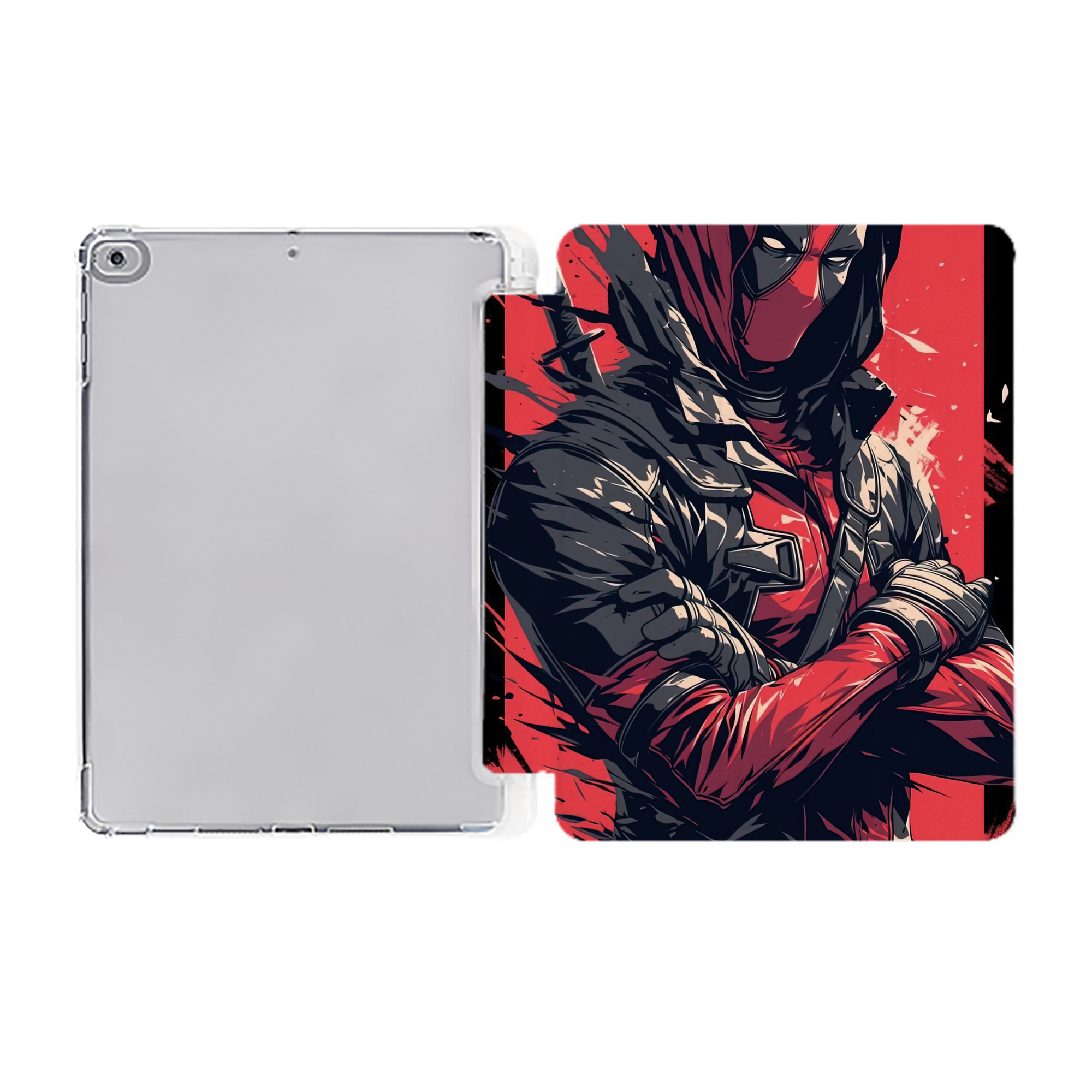 （画像用） Deadpool デッドプール IPad ケース ペン収納付き 三つ折りスタンド PUレザー×シリコン 対応機種9.5/10.5/10.9インチ